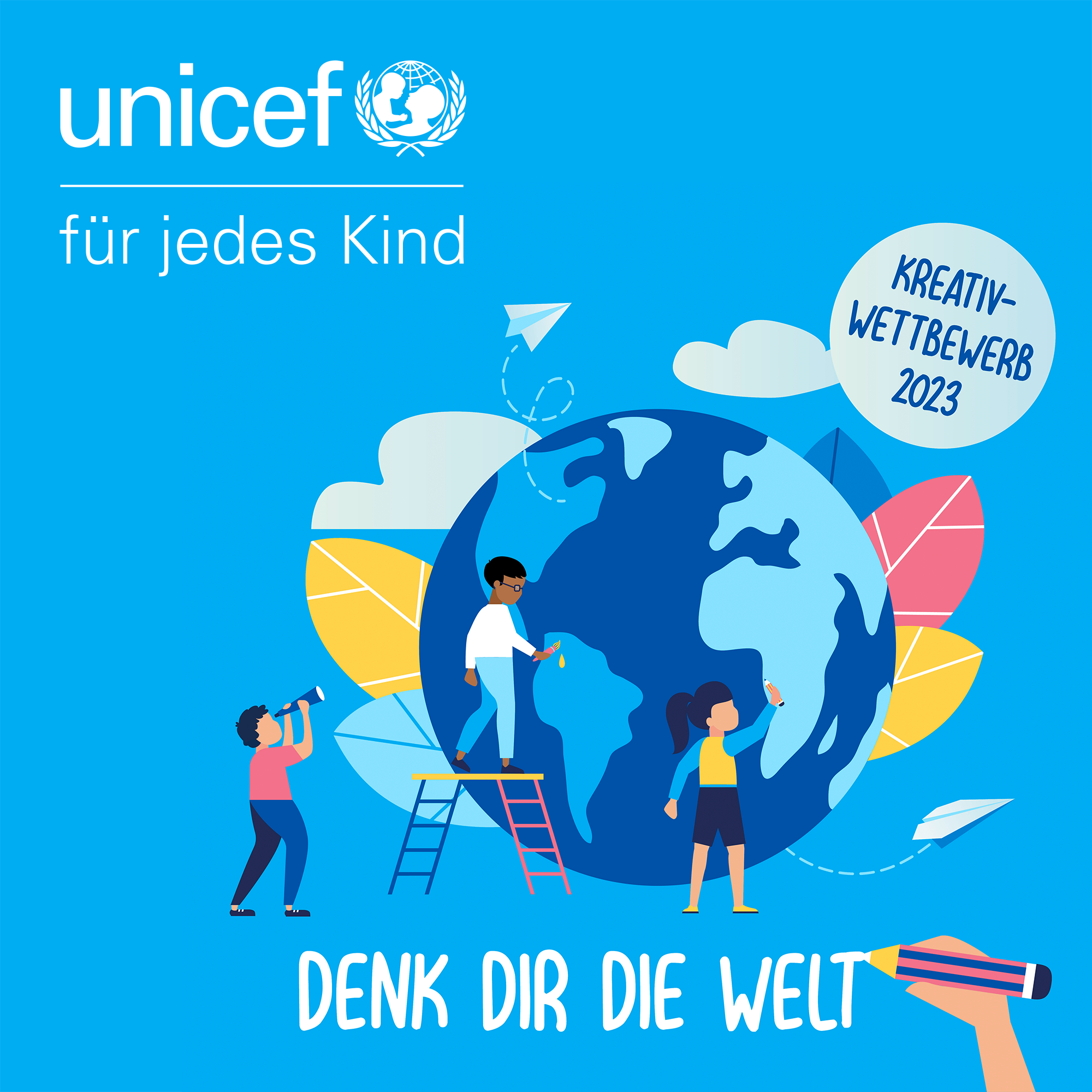  Denk dir die Welt! - UNICEF-Ideenwettbewerb 2023 - Logo