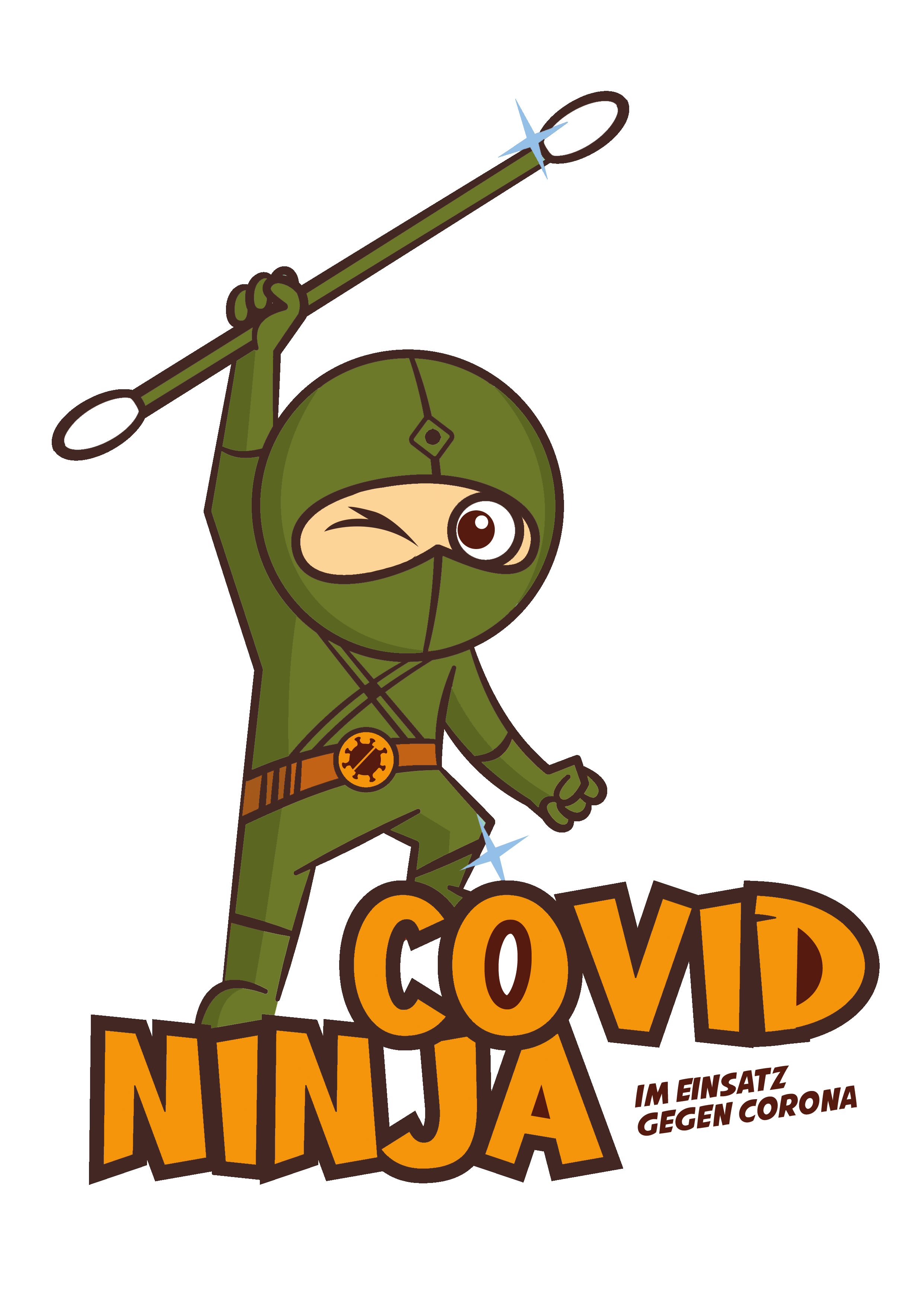 Covid-Ninja mit Wattestäbchen