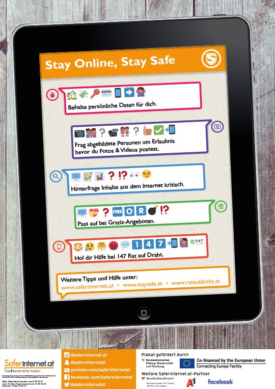 „Stay online, stay safe“ - Saferinternet für Jugendliche - Plakat
