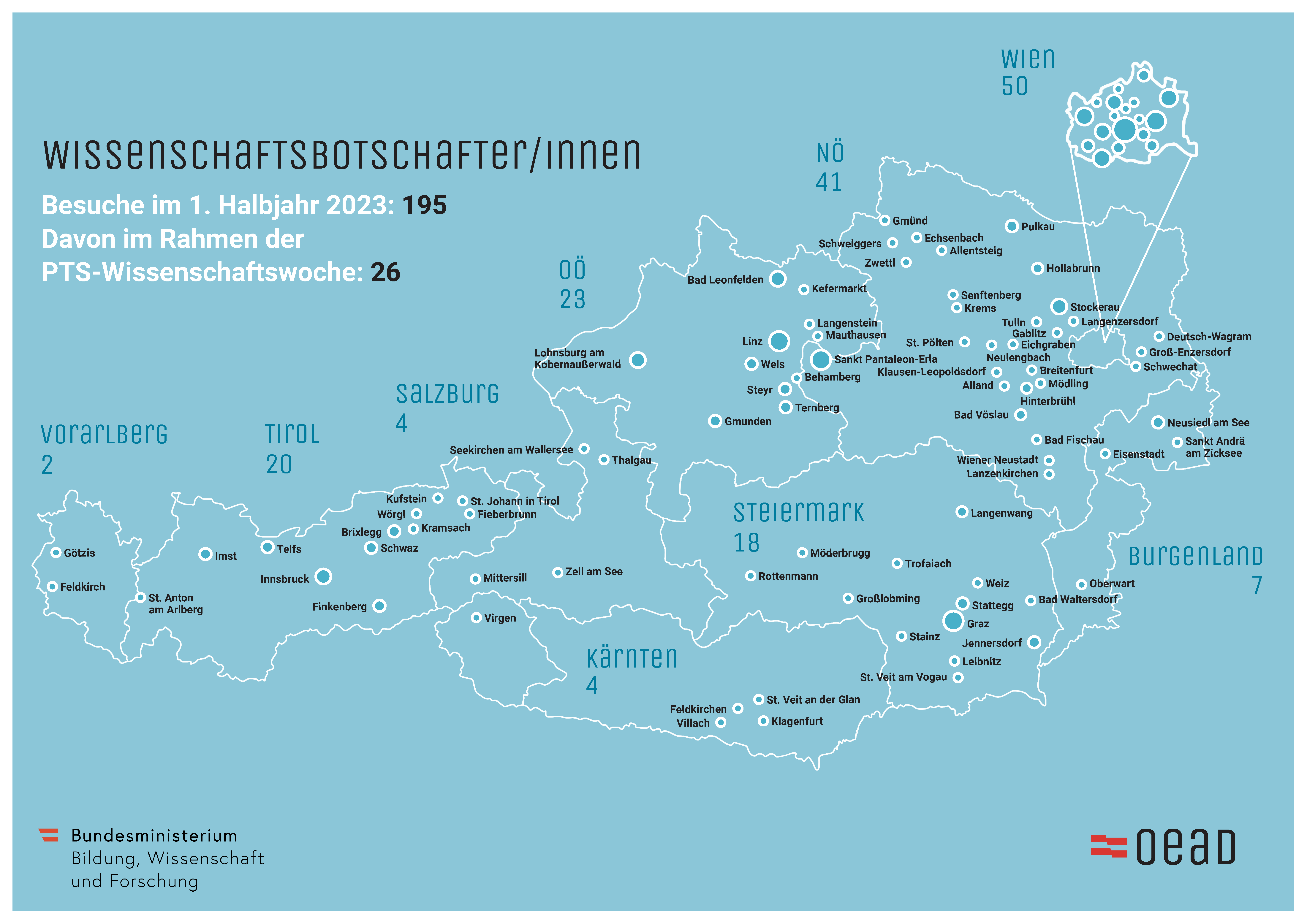 Landkarte Österreich Wissenschaftsbotschafterinnen und -botschafter
