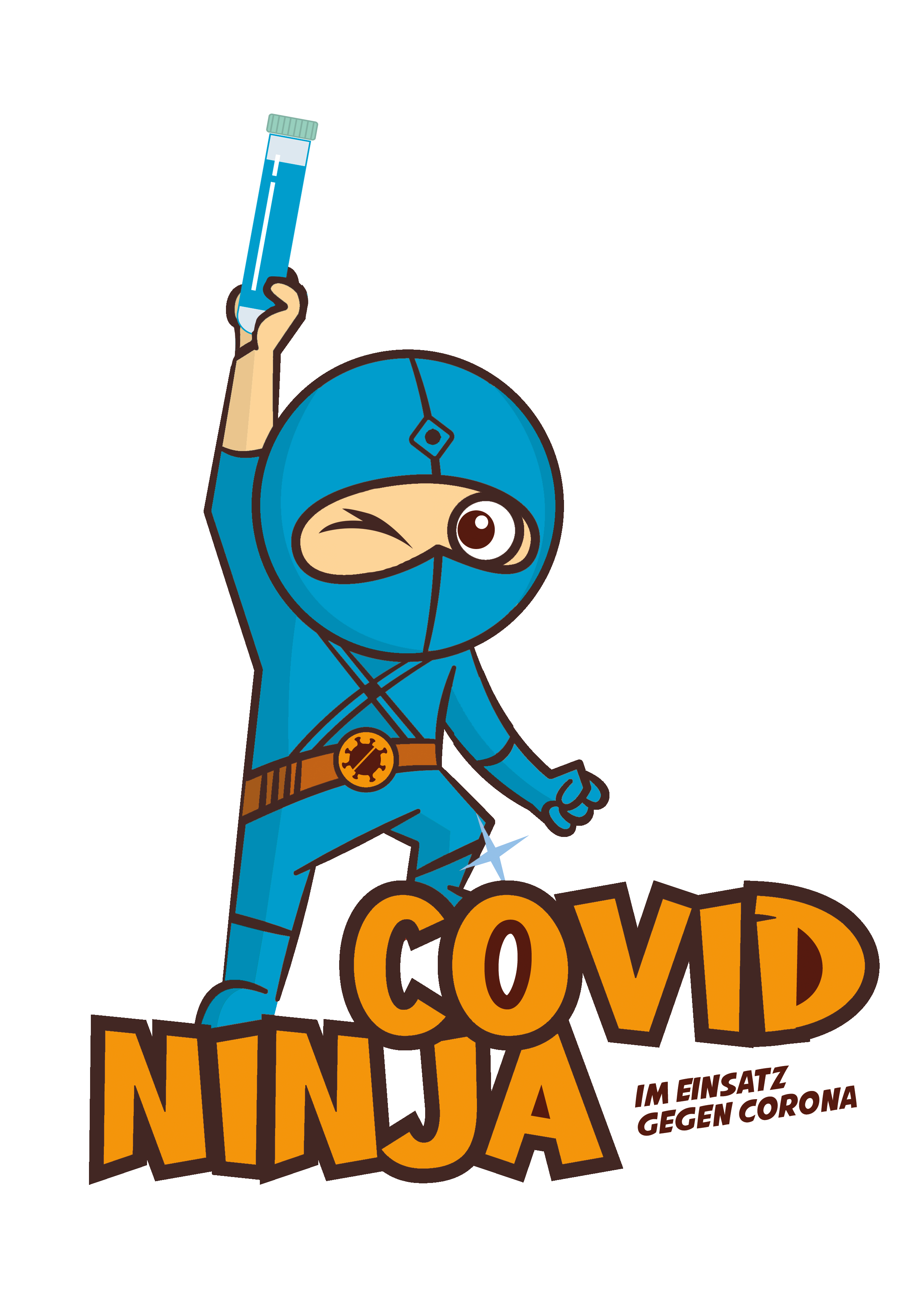 Covid-Ninja mit Teströhrchen